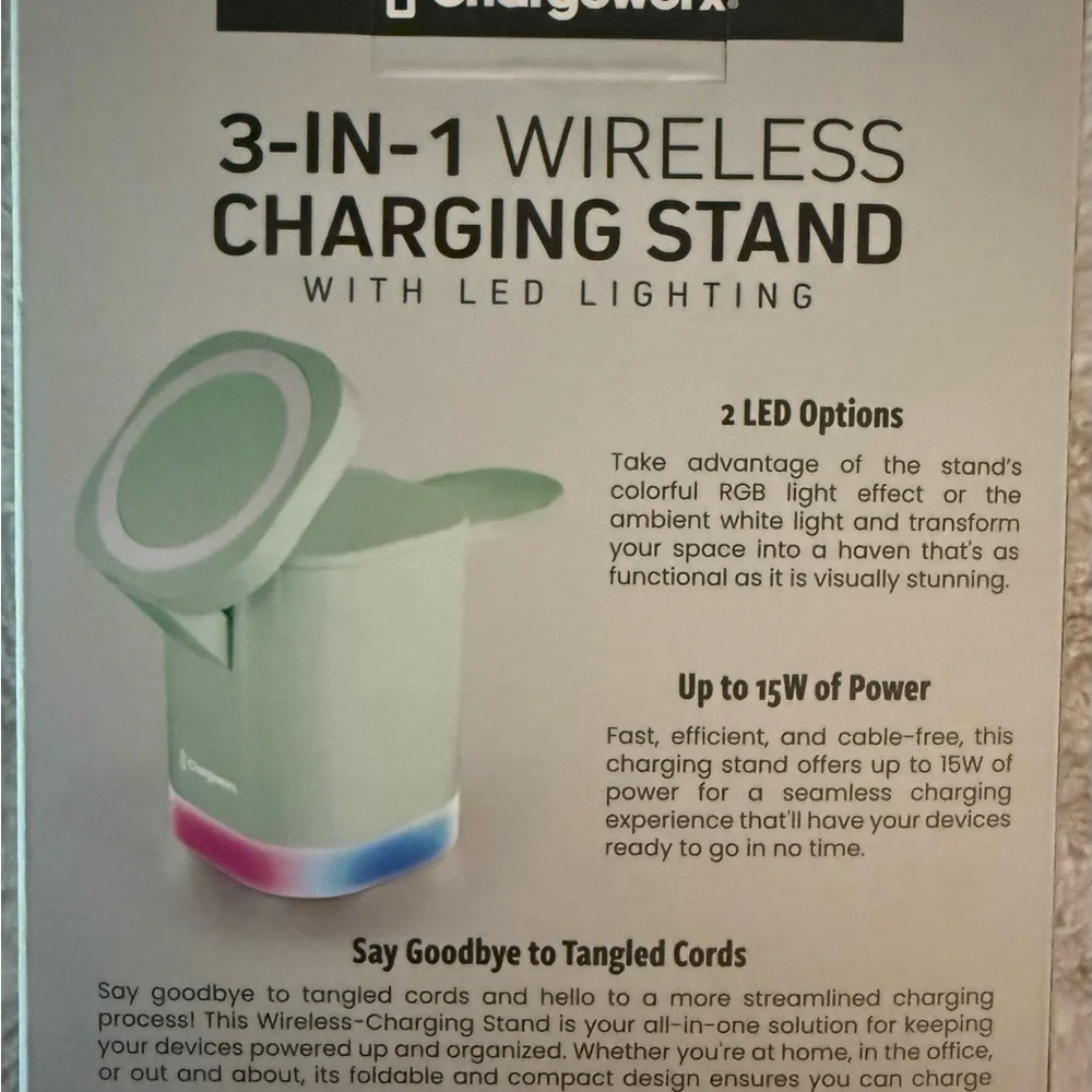 NWB Chargeworx 3-in-1 wireless charging stand with LED lighting